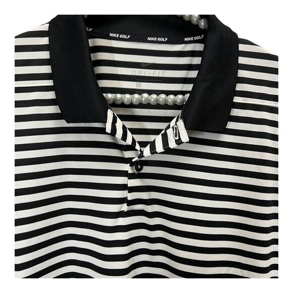 Nike Black and White Striped Polo Shirt - Picture 6 of 8